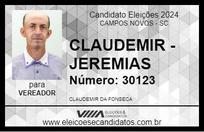 Candidato CLAUDEMIR - JEREMIAS 2024 - CAMPOS NOVOS - Eleições