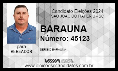 Candidato BARAUNA 2024 - SÃO JOÃO DO ITAPERIÚ - Eleições