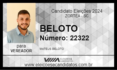 Candidato BELOTO 2024 - ZORTÉA - Eleições