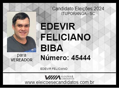 Candidato EDEVIR FELICIANO BIBA 2024 - ITUPORANGA - Eleições