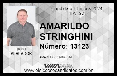 Candidato AMARILDO STRINGHINI 2024 - ITÁ - Eleições