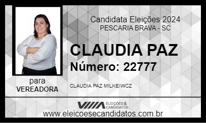 Candidato CLAUDIA PAZ 2024 - PESCARIA BRAVA - Eleições