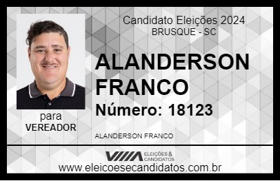 Candidato ALANDERSON FRANCO 2024 - BRUSQUE - Eleições