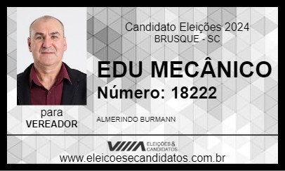 Candidato EDU MECÂNICO 2024 - BRUSQUE - Eleições