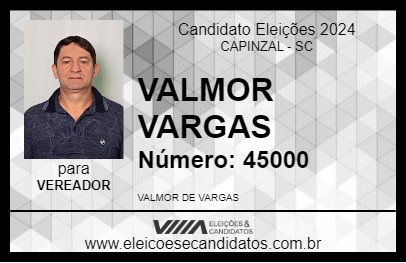 Candidato VALMOR VARGAS 2024 - CAPINZAL - Eleições