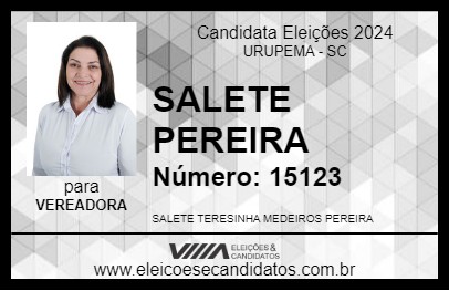 Candidato SALETE PEREIRA 2024 - URUPEMA - Eleições