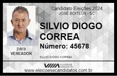 Candidato SILVIO DIOGO CORREA 2024 - JOSÉ BOITEUX - Eleições