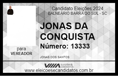 Candidato JONAS DA CONQUISTA 2024 - BALNEÁRIO BARRA DO SUL - Eleições