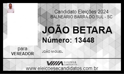 Candidato JOÃO BETARA 2024 - BALNEÁRIO BARRA DO SUL - Eleições