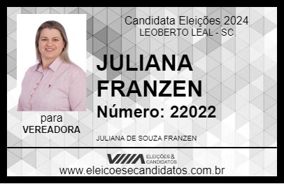 Candidato JULIANA FRANZEN 2024 - LEOBERTO LEAL - Eleições