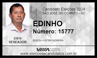 Candidato EDINHO 2024 - SÃO JOSÉ DO CERRITO - Eleições