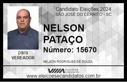 Candidato NELSON PATAÇO 2024 - SÃO JOSÉ DO CERRITO - Eleições