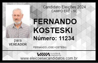 Candidato FERNANDO   KOSTESKI 2024 - CAMPO ERÊ - Eleições