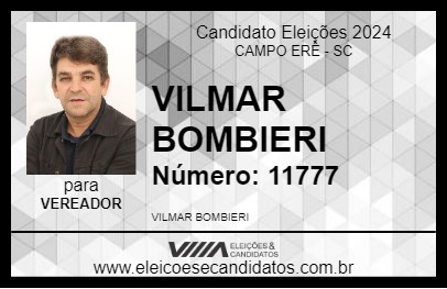 Candidato VILMAR BOMBIERI 2024 - CAMPO ERÊ - Eleições