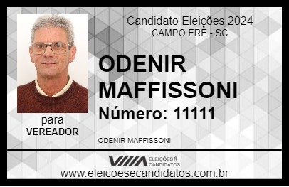 Candidato ODENIR MAFFISSONI 2024 - CAMPO ERÊ - Eleições