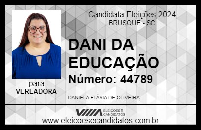 Candidato DANI DA EDUCAÇÃO 2024 - BRUSQUE - Eleições