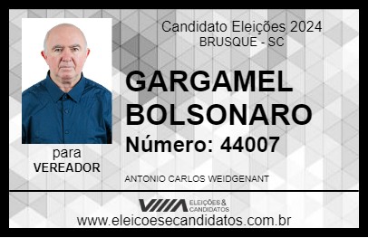 Candidato GARGAMEL BOLSONARO 2024 - BRUSQUE - Eleições