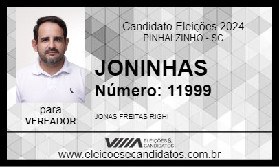 Candidato JONINHAS 2024 - PINHALZINHO - Eleições