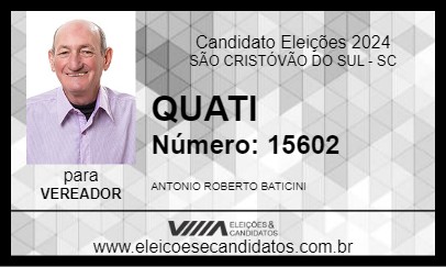 Candidato QUATI 2024 - SÃO CRISTÓVÃO DO SUL - Eleições