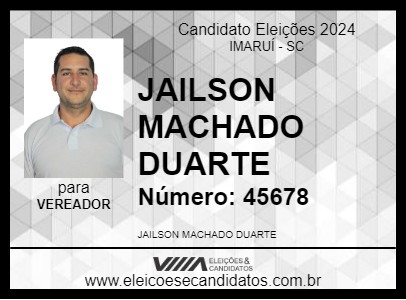 Candidato JAILSON MACHADO DUARTE 2024 - IMARUÍ - Eleições