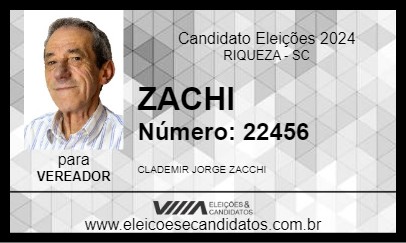 Candidato ZACHI 2024 - RIQUEZA - Eleições