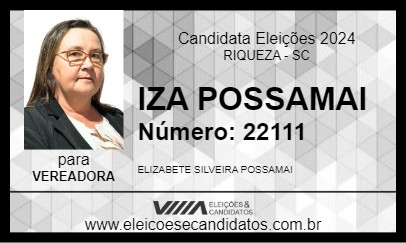 Candidato IZA POSSAMAI 2024 - RIQUEZA - Eleições