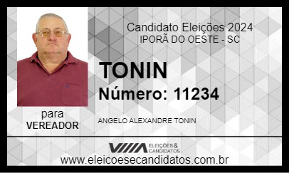 Candidato TONIN 2024 - IPORÃ DO OESTE - Eleições