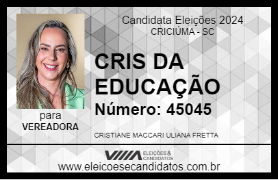 Candidato CRIS DA EDUCAÇÃO 2024 - CRICIÚMA - Eleições