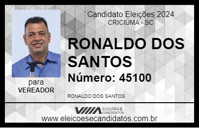 Candidato RONALDO DOS SANTOS 2024 - CRICIÚMA - Eleições