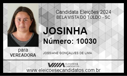 Candidato JOSINHA 2024 - BELA VISTA DO TOLDO - Eleições