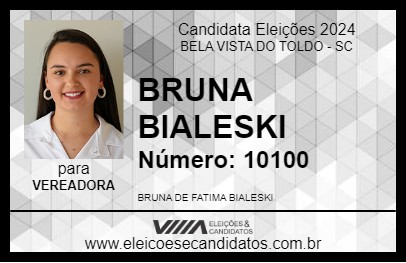 Candidato BRUNA BIALESKI 2024 - BELA VISTA DO TOLDO - Eleições