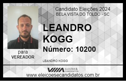 Candidato LEANDRO KOGG 2024 - BELA VISTA DO TOLDO - Eleições