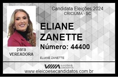 Candidato ELIANE ZANETTE 2024 - CRICIÚMA - Eleições