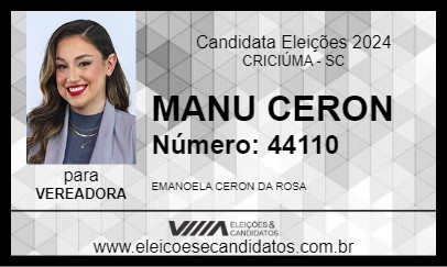 Candidato MANU CERON 2024 - CRICIÚMA - Eleições