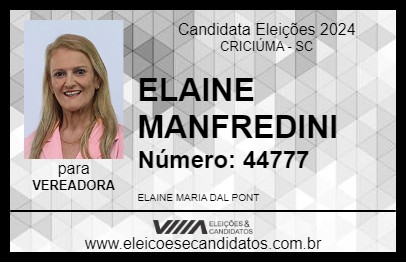 Candidato ELAINE MANFREDINI 2024 - CRICIÚMA - Eleições