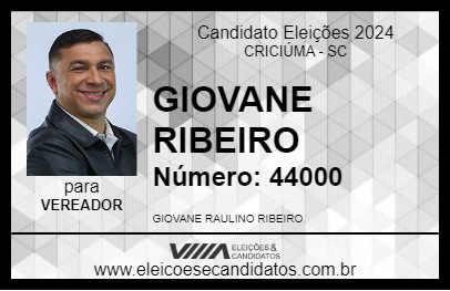 Candidato GIOVANE RIBEIRO 2024 - CRICIÚMA - Eleições