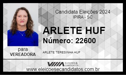 Candidato ARLETE HUF 2024 - IPIRA - Eleições