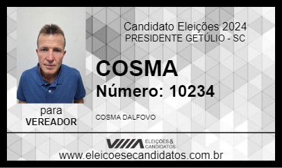 Candidato COSMA 2024 - PRESIDENTE GETÚLIO - Eleições