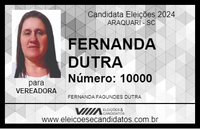 Candidato FERNANDA DUTRA 2024 - ARAQUARI - Eleições