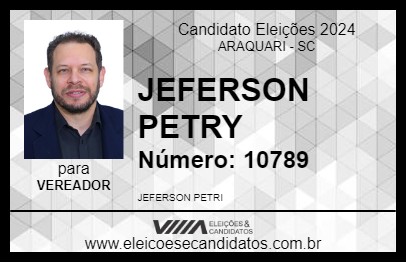 Candidato JEFERSON PETRY 2024 - ARAQUARI - Eleições