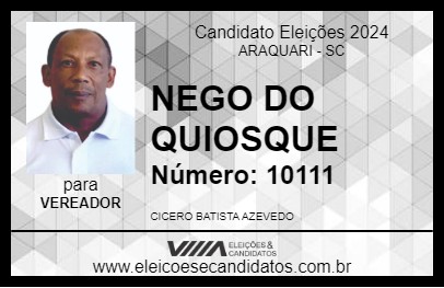 Candidato NEGO DO QUIOSQUE 2024 - ARAQUARI - Eleições