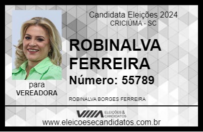 Candidato ROBINALVA FERREIRA 2024 - CRICIÚMA - Eleições