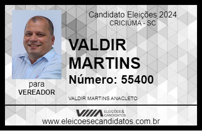 Candidato VALDIR MARTINS 2024 - CRICIÚMA - Eleições