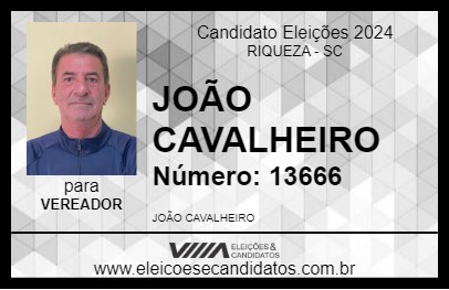 Candidato JOÃO CAVALHEIRO 2024 - RIQUEZA - Eleições