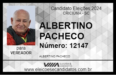 Candidato ALBERTINO PACHECO 2024 - CRICIÚMA - Eleições