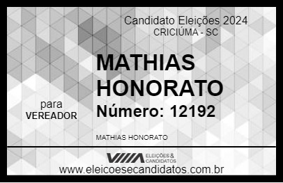 Candidato MATHIAS HONORATO 2024 - CRICIÚMA - Eleições