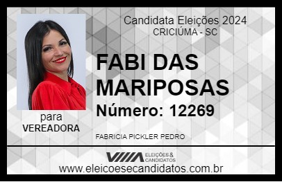 Candidato FABI DAS MARIPOSAS 2024 - CRICIÚMA - Eleições