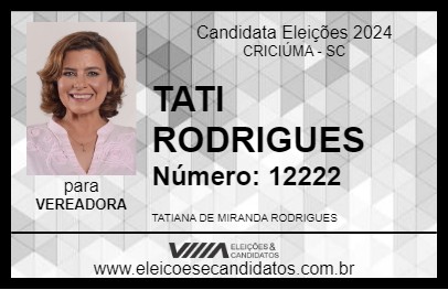 Candidato TATI RODRIGUES 2024 - CRICIÚMA - Eleições