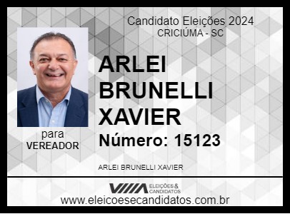 Candidato ARLEI BRUNELLI XAVIER 2024 - CRICIÚMA - Eleições