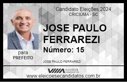 Candidato PAULO FERRAREZI 2024 - CRICIÚMA - Eleições